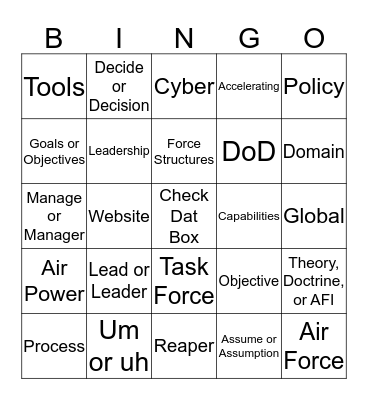 SOS Bingo Card