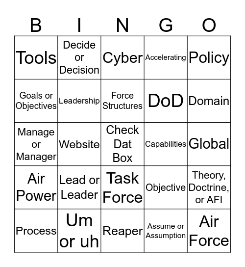SOS Bingo Card