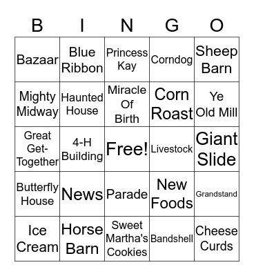 State Fair Bingo Card