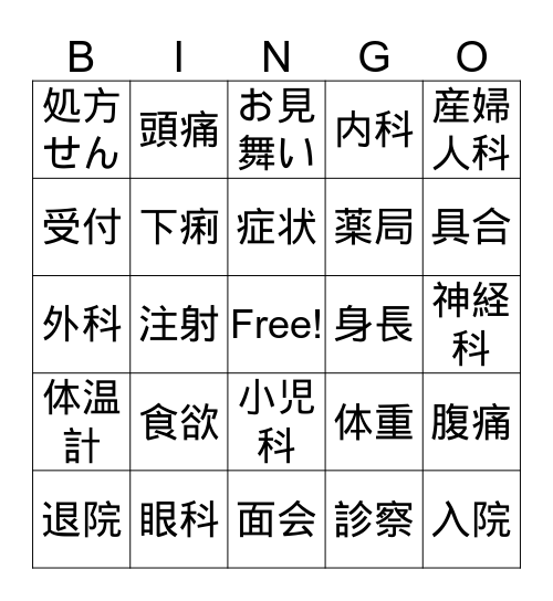 ドラえもん ユニット６ Bingo Card