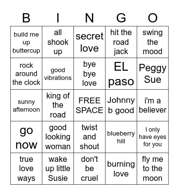 SUNDAY NIGHT MUSIC BINGO 3 Bingo Card
