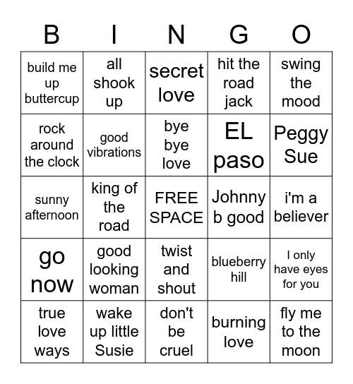 SUNDAY NIGHT MUSIC BINGO 3 Bingo Card