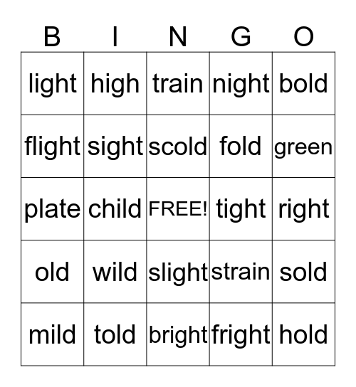Long Vowel Bingo Card