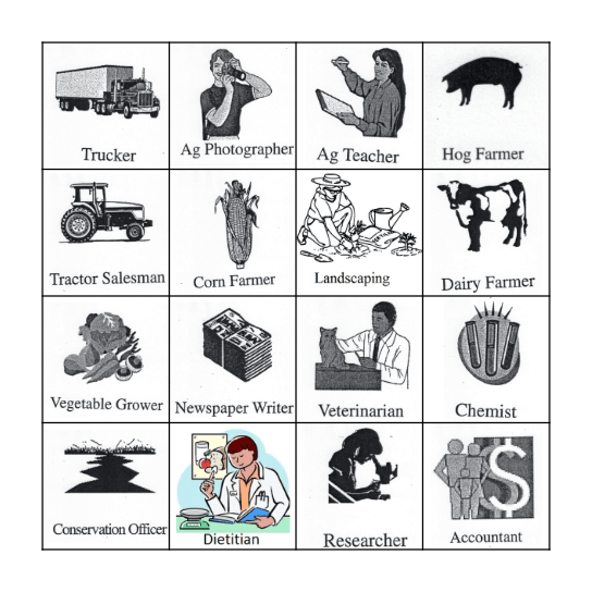 Agriculture Careers Bingo Card