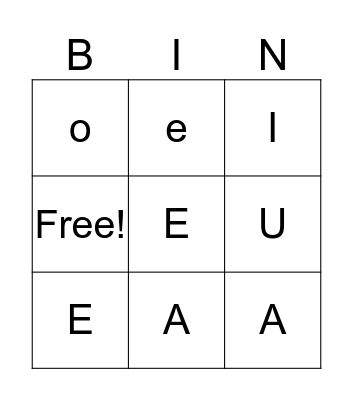 Letters  Bingo Card