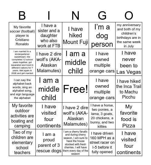 MDP 19/20 BINGO Card