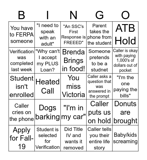 PEAK Bingo Card