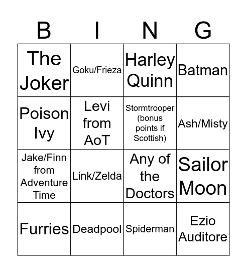 MCM Bingo Card