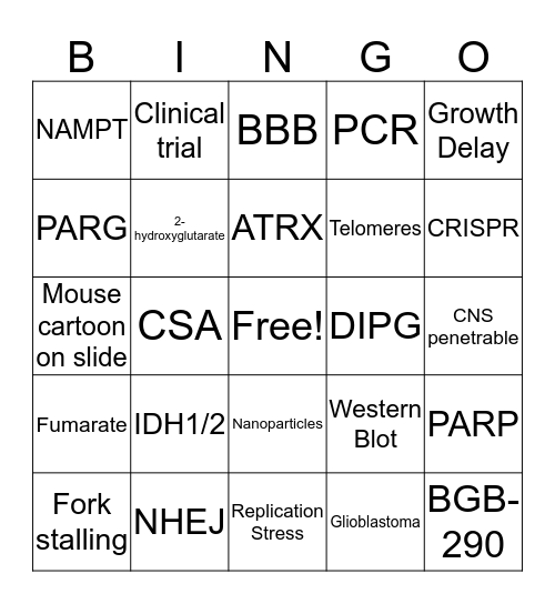 2019 Bindra Lab Retreat Bingo Card