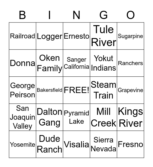 Wonder Valley Bingo Card