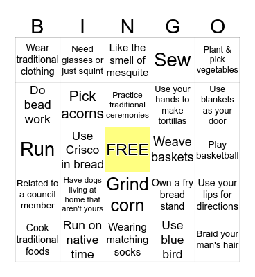 2019 Community Health Representatives BINGO Card