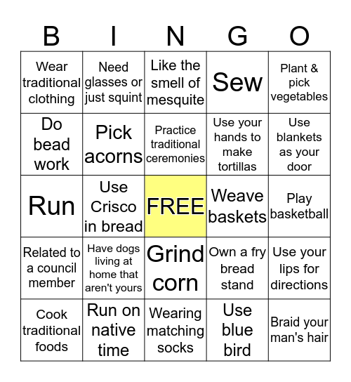 2019 Community Health Representatives BINGO Card