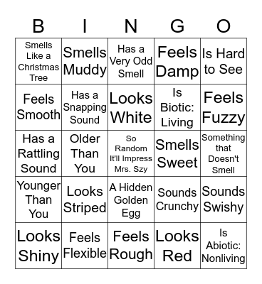 Scavenger Hunt Bingo: ____ Something That....... Bingo Card