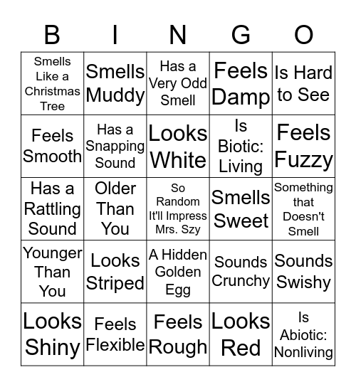 Scavenger Hunt Bingo: ____ Something That....... Bingo Card