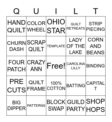 QUILTER'S BINGO Card