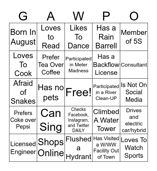 GAWPO Bingo Card