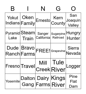 Wonder Valley Bingo Card
