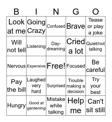 Even More Parts: Idioms Bingo Card