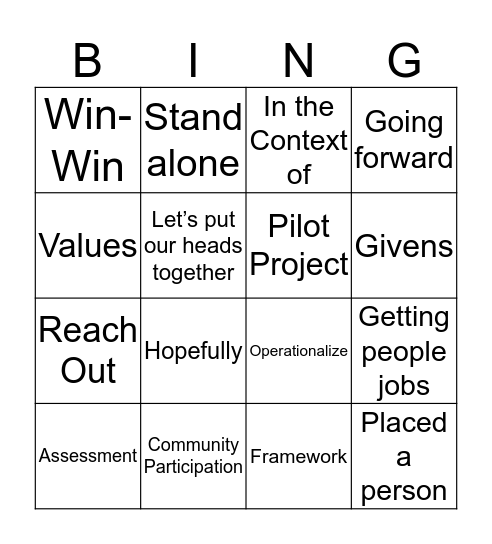 Buzzword Bingo! Bingo Card