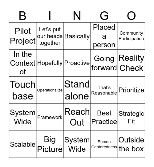 Buzzword Bingo! Bingo Card