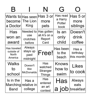 Find someone who... Bingo Card