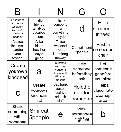 Untitled Bingo Card