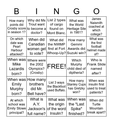 Heritage Fair 2014 (A) Bingo Card