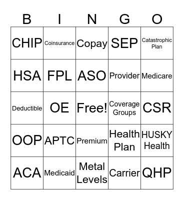 Insurance Terms Bingo Card