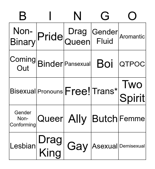 Queer Bingo Card