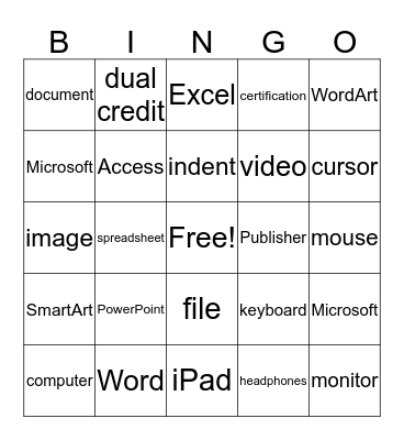 Computer Concepts Bingo Card