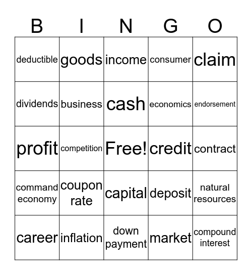 Intro to Business Bingo Card