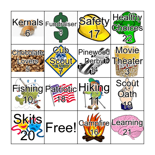 Popcorn Fundraser BINGO Card