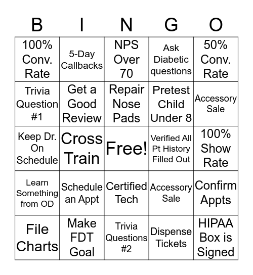 America's Best BINGO Card