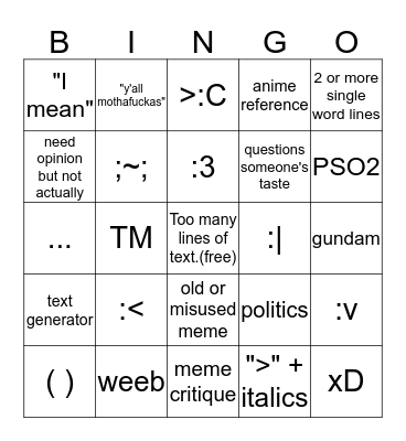 Bob Discord Bingo Card