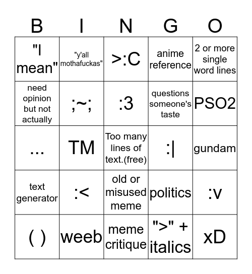 Bob Discord Bingo Card