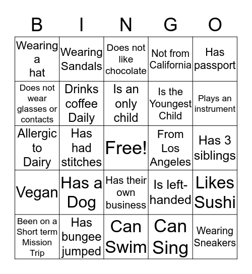 EMF Bingo Card