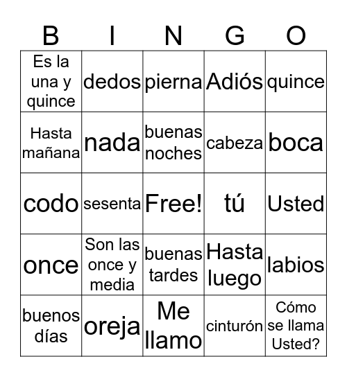 Repaso de Capítulo PE Bingo Card