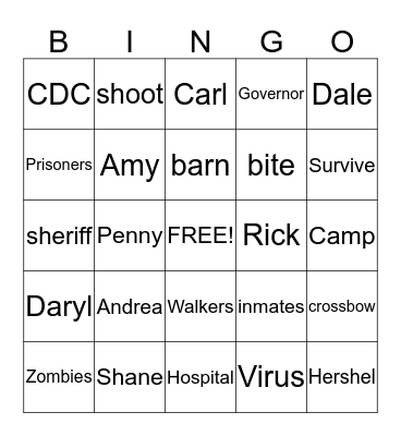 The Walking Dead  Bingo Card