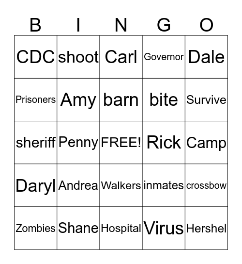 The Walking Dead  Bingo Card