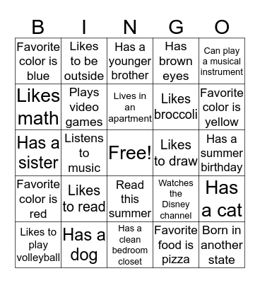 Find Someone Who...... Bingo Card