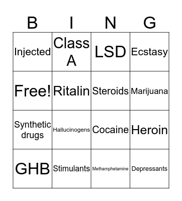 Health- Drugs Bingo Card