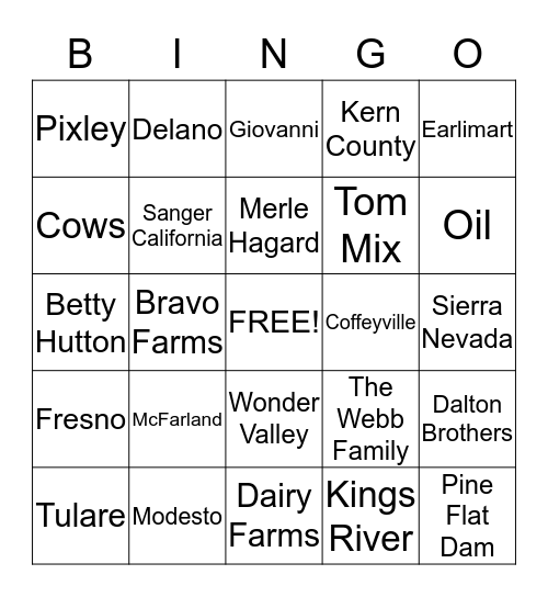 Wonder Valley Bingo Card