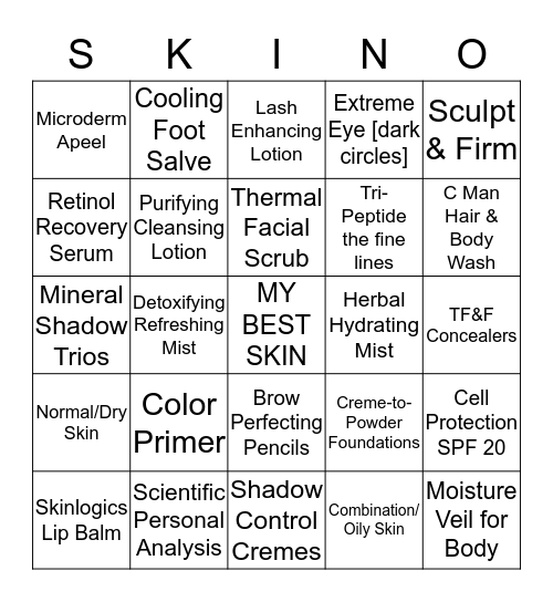 ME and MY  SKIN... It's Personal ! Bingo Card