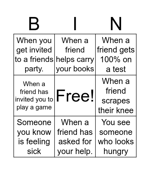 Phrases to tell a friend Bingo Card