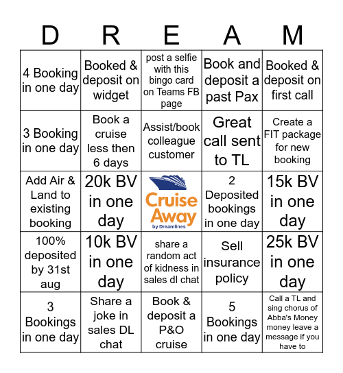Dream Team Bingo  Bingo Card