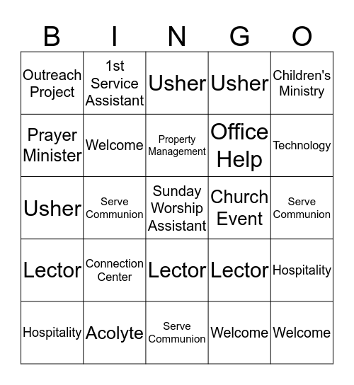 Volunteer Bingo Card