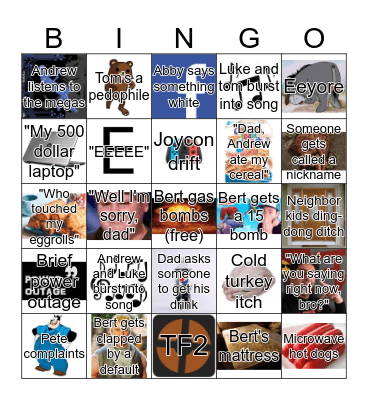 Manluccia Family Bingo Card