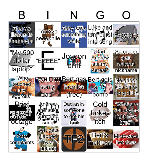 Manluccia Family Bingo Card