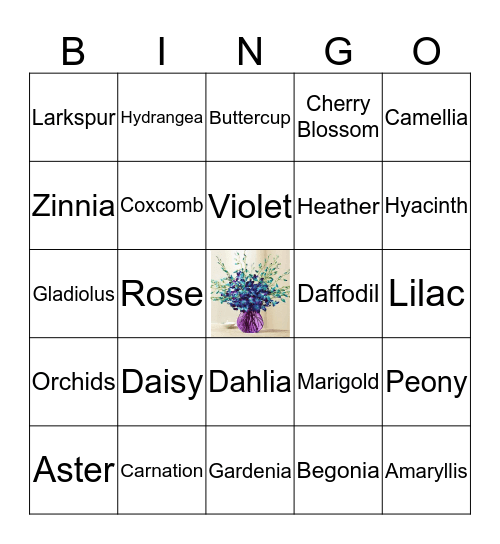 Flower Bingo Card