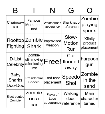 Zombie Bingo  Bingo Card